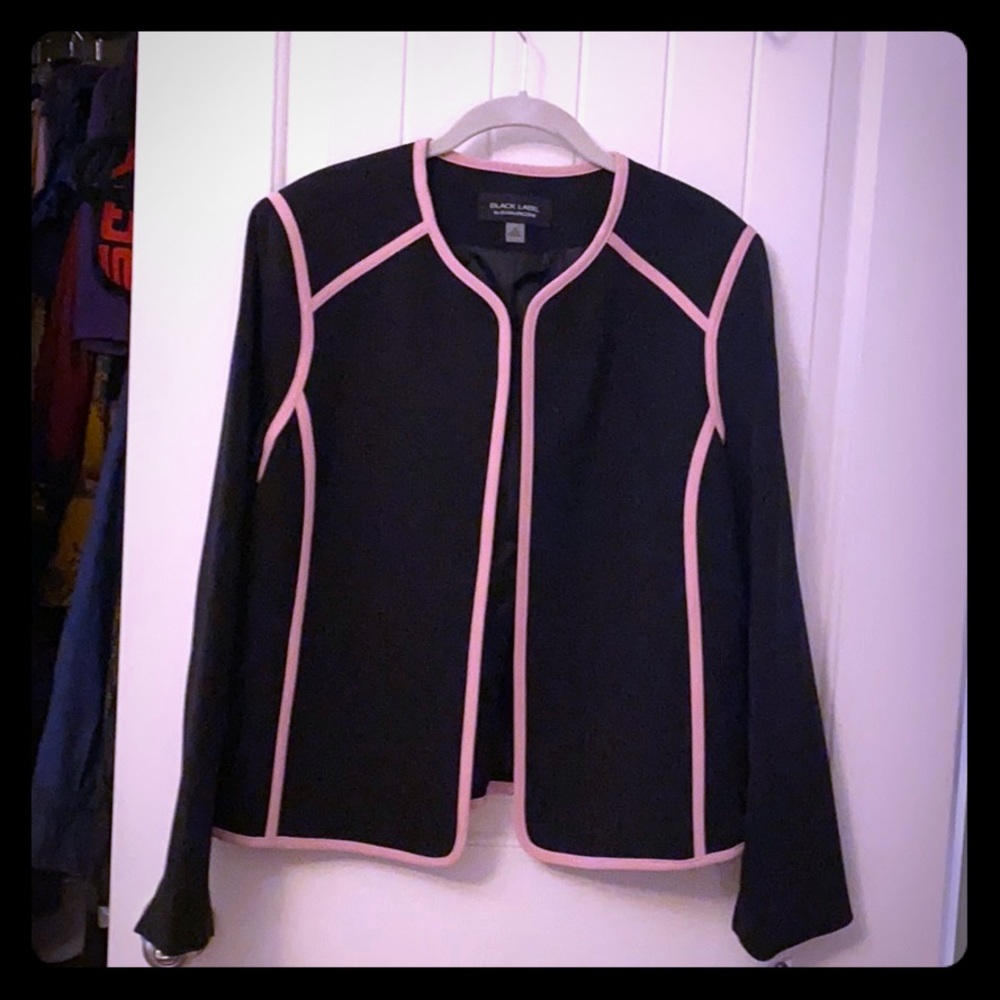 Black and rose gold open front blazer – women